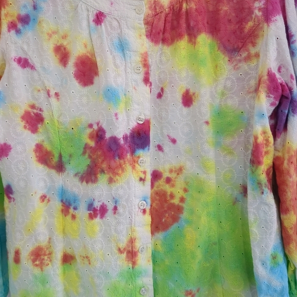 Festival Retro Womens Large Cotton 3/4 Sleeve Shirt Van Heusen - Picture 3 of 7